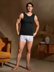 Gilet thermique décontracté col rond unicolore pour homme