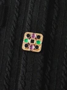 SHEIN MOD Black Elegant Round Neck Metal Button Bell Sleeve T-Shirt, Autumn T-Shirt, Layer T-Shirt, Long Sleeve T-Shirt, Sexy Black Top, Costume For Women