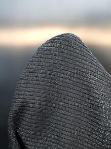 Maija 女式温暖灰色金属条纹高领针织背心，秋冬款 - 灰色 - 查看 7