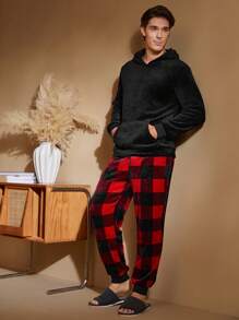 Bộ đồ ngủ quần kẻ sọc và áo hoodie mềm mại thoải mái cho nam, mùa thu/đông, dành cho Giáng sinh - Nhiều màu - Xem 4
