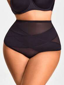 Body de talla grande de unicolor con Bottom transparente de malla de contraste que estiliza la figura
