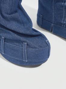 Sugerpunk Thick Sole Buckle Zipper Punk Style Long Boots For And Spring Shoes Spring Break Easter - Blue - View 3