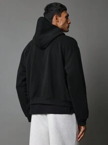 SUMWON Heavy Weight Full Zip Oversized Hoodie - Black - View 3
