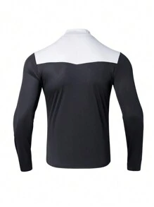 Manfinity Sport Corelite Áo khoác thể thao nam tay dài cổ đứng phối màu kiểu bạn trai, khóa kéo nửa bên, áo khoác thể thao - Nhiều màu - Xem 2