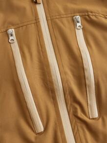 SHEIN Outdoor Urban 连帽拉链抽绳纯色长袖运动夹克冬季女式上衣