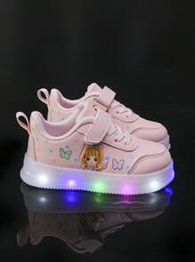 Baby Sneakers New Fashion Girls Cartoon LED Light Shoes, Casual Soft Sole Non-Slip Wear-Resistant Sports Shoes For School, Spring And Autumn - Pink - View 4