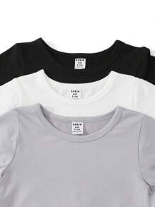 Set de 3 piezas de ropa para niña bebé de uso diario, cómoda blusa de manga larga que combina para interior y exterior - Blanco y Negro - Ver 8