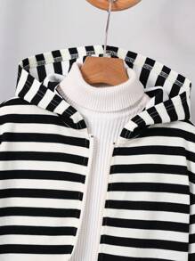 儿童/青少年男孩休闲条纹连帽运动衫长袖宽松针织运动衫，适合学校、花园、海滩、生日、春季、夏季、秋季和冬季 - 彩色 - 查看 6