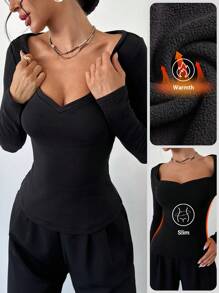 Firerie Áo thun giữ nhiệt dài tay cổ lọ thiết kế thanh lịch tối giản cho nữ - màu đen - Xem 5