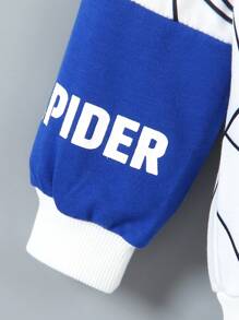 SHEIN 2pcs/Set Young Boy Cool Spider Print Casual Comfortable Hoodie And Pants Set, Spring & Autumn