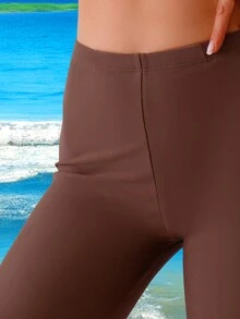 Swim SPRTY 女士纯色度假休闲游泳短裤夏季 - 棕色 - 查看 5