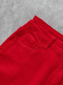 SHEIN Tween Boy Fashion Casual Red Comfortable Elastic Skinny Jeans For Boys Costume Dailywear And Summer Kids Clothes(This Product Is A Single Item And Does Not Include Denim Jackets And Other Jackets)