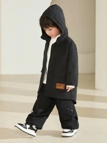 SHEIN 年輕男孩適用休閒寬鬆長款編制外套