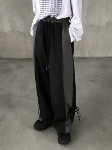 FRIFUL Women Casual Contrast Color Drawstring Waist Loose Pants, Suitable For All Seasons