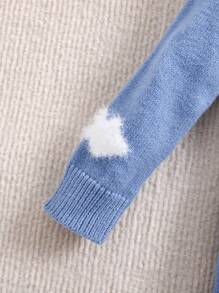 SHEIN Leap Crew Baby Girl Cute Sky And Cloud Print Long Sleeve Sweater Dress For Autumn/Winter - Blue - View 5