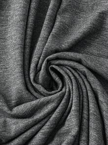 SHEIN LUNE 大码女式纯色圆领短袖系带休闲连衣裙节日派对连衣裙女士派对连衣裙 - 深灰色 - 查看 5