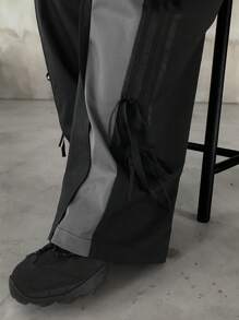 FRIFUL Women Casual Contrast Color Drawstring Waist Loose Pants, Suitable For All Seasons