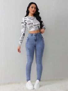 SHEIN Tall Women Jeans Sexy Skinny Stretch Pants Blue Women Jeans Tall Women Jeans Pants Winter Women Pants Winter Pants Women Tights Women Jogger Pants Tall Women Pants Women Mom Jeans Denim Jeans Jeggings Women Tights Stretchy Jeans, Fall Women Clothes - Medium Wash - View 5