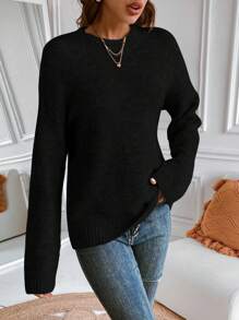 EMERY ROSE Newly Upgraded Premium Thick & Warm Women's Grey Crew Neck Sweater,Long Sleeve Tops Knit Pullover Fall Winter Outfit