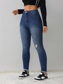 SHEIN Tall Women's Jeans Casual Skinny Stretch Pants Blue Jeans Jeans Women's Skinny Pants High Waist Leggings Leggings Slim Fit Women's Pants Tall Women's Jeans