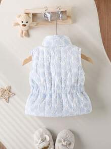 Toddler Girls Cute Fashion Embossed Padded Vest Jacket, Winter