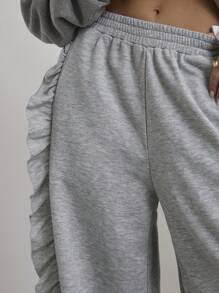 COSMINA Damen Lässig Hosen mit einfarbigem Rüschensaum, Alltagsmode