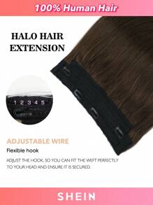 Halo Invisible Wire Human Hair Extensions With Transparent Headband Adjustable Size Removable Secure Clips Hair Extensions