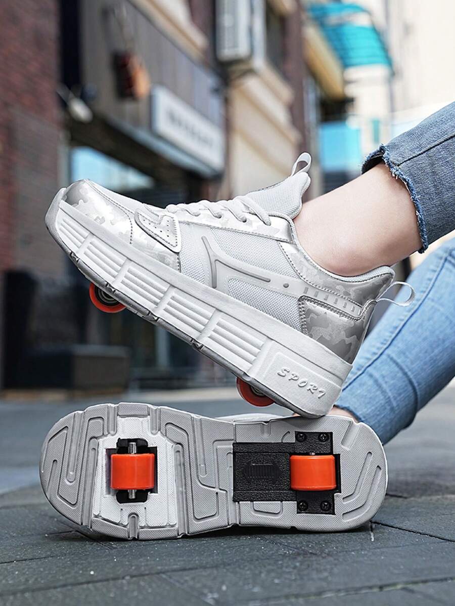 Kids Flashing Wheels Roller Skate Shoes, Detachable, For All Seasons