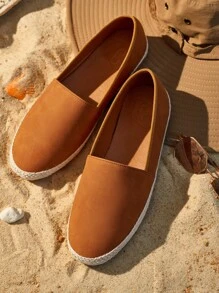 Styleloop Casual Slip-On Flat Rope Brown Loafers - Brown - View 1