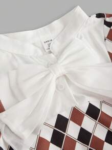 Bộ 2 món/Bộ áo sơ mi kẻ caro cổ điển 2 trong 1 và quần dài cho bé gái tuổi teen - Nhiều màu - Xem 4