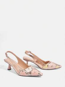 CUCCOO TILAWA Sexy Fashionable Champagne Sequin Pointed Toe Lacquered Heel Casual Versatile Backstrap Ladies High Heels