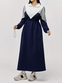 Mulvari 女式拼色休闲运动风格收腰长裙