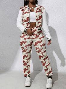 Zolique 极简主义数码印花夹克和裤子两件套 - 彩色 - 查看 1