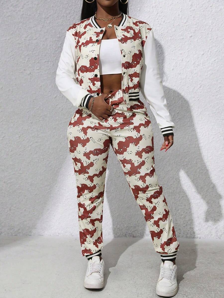 Zolique 极简主义数码印花夹克和裤子两件套 - 彩色 - 查看 1