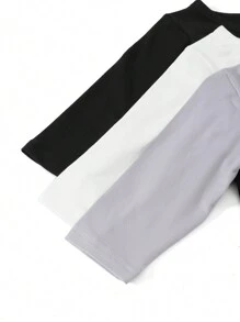 Set de 3 piezas de ropa para niña bebé de uso diario, cómoda blusa de manga larga que combina para interior y exterior - Blanco y Negro - Ver 6