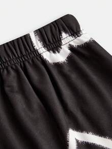 SHEIN Bộ 2 áo nỉ họa tiết trái tim cho bé gái, lớp lót nhung dày, áo hoodie thường ngày phong cách đường phố & quần ống rộng, cỡ lớn - màu đen - Xem 4