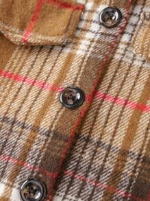 SHEIN Young Girl Plaid Print Flap Detail Shirt & Cami Jumpsuit