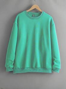 SHEIN 1 pièce Sweat-shirt col rond en polaire décontracté à la mode avec slogan et impression de lettres pour hommes, automne/hiver