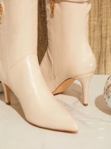 SHUZIA Faux Suede Sloutch Knee High Heel Boots - Brown - View 7