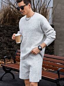 Manfinity Homme Men's Casual Blended Knit Sweater And Shorts Set, Autumn