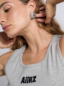 AiiRZ 3pcs Silver Plated Triangle Stud Earrings - Silver - View 2