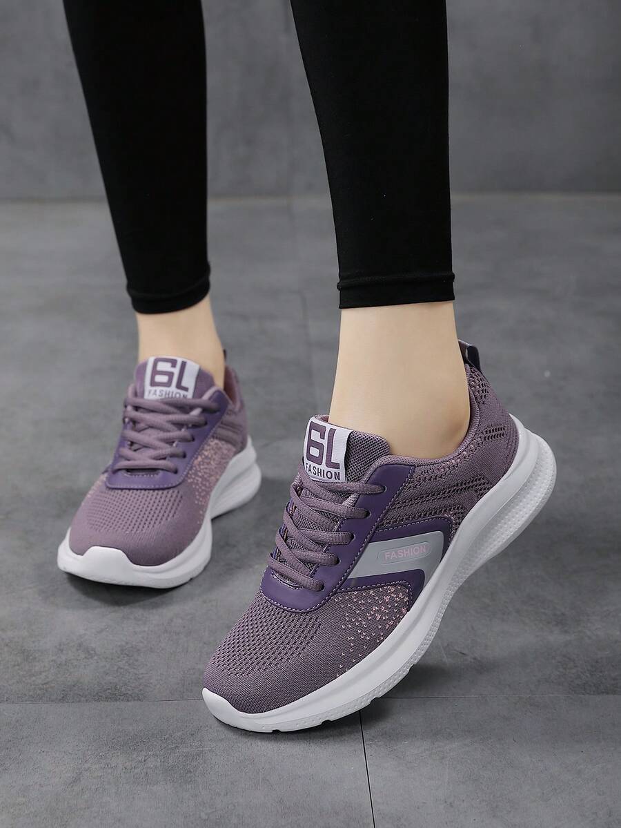 1 Đôi giày thể thao ngoài trời thường ngày cho thanh thiếu niên, mặt trên bằng lưới thoáng khí, nhẹ, đế cao su chống trượt, giày thể thao bền, mềm mại và thoải mái, thiết kế thời trang cho bé trai và bé gái - Màu tím - Xem 1