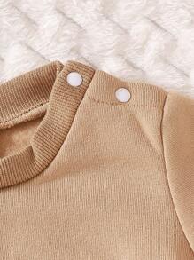 SHEIN Vintaside Kids 1件婴儿女童长袖碎花连体衣，秋冬季 - 棕色 - 查看 7