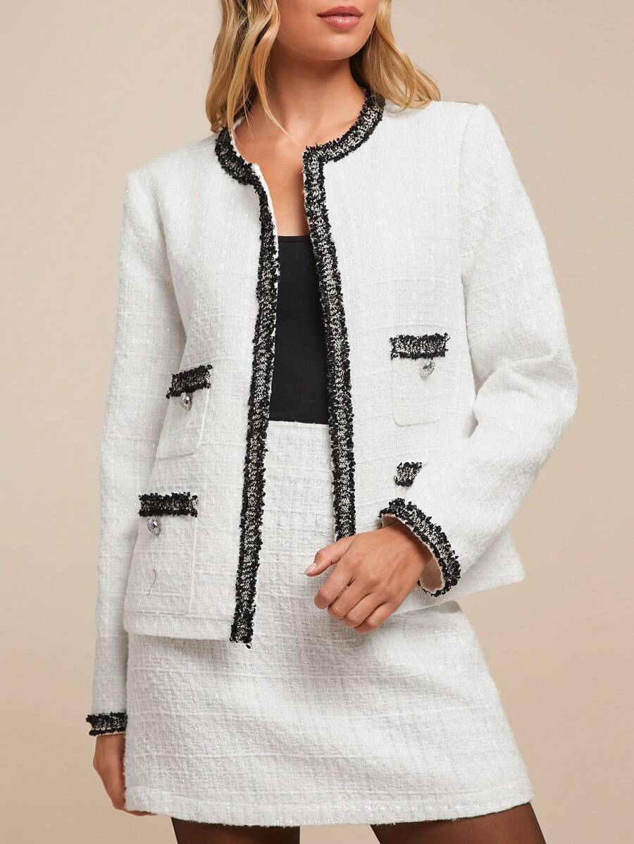 SHEIN Clasi 女式撞色条纹黑白夹克