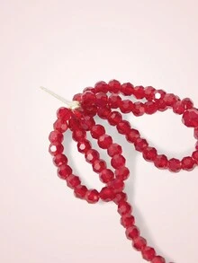 SHEIN MOD 1 对女士蝴蝶结串珠耳环，适合重要场合 - 紅色 - 查看 6