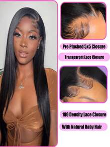 5x5 透明蕾丝闭合 仅限直发闭合 隐形蕾丝 12A 巴西真人发前部闭合 100% 真人发丝 预拔 自然黑色 - SNatural - 查看 3