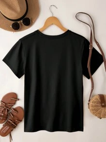 EMERY ROSE Women's Casual Versatile Face Print Short Sleeve T-Shirt Graphic Tees Women Tops