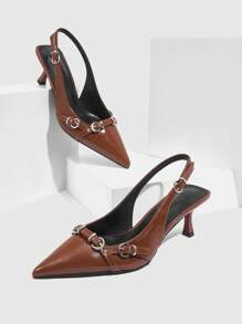 CUCCOO GRLICON 女士 Y2K 朋克风格高跟鞋，适合摩托车、酷女孩、万圣节、圣诞节、派对装扮 - 摩卡棕 - 查看 2