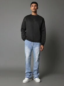 SUMWON Flare Fit Washed Raw Edge Carpenter Jean - Blue - View 3