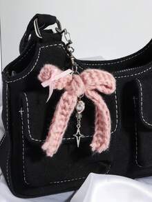 ROMWE Kawaii 1 件可爱粉色针织蝴蝶结包包饰品 - 彩色 - 查看 3